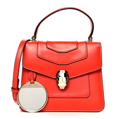 Bulgari Calfskin Serpenti Forever Top Handle Red 3 of 13