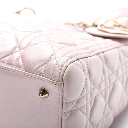 Christian Dior Pearly Lambskin Cannage Medium Lady Dior Lotus 9 of 15