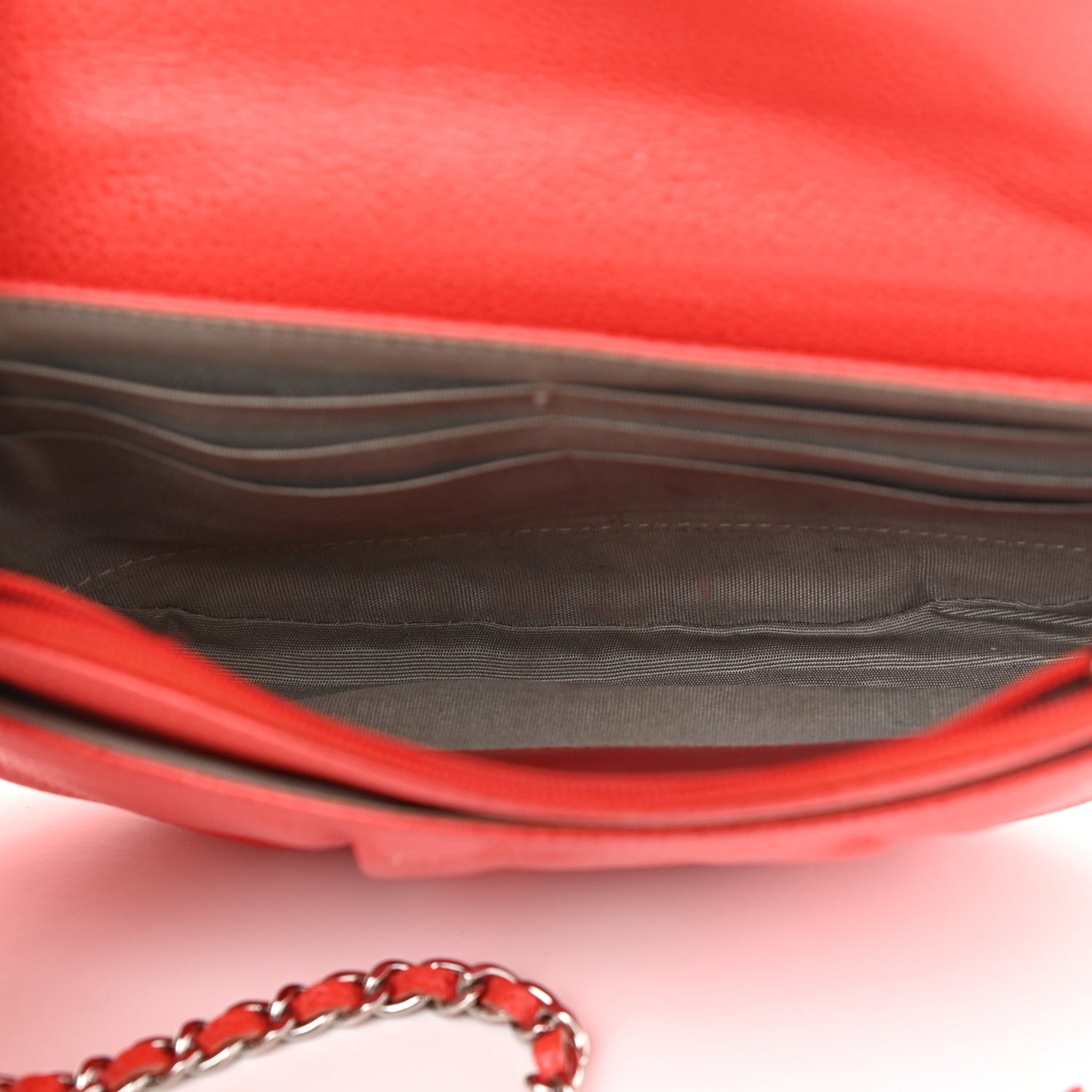 Chanel Caviar Half Moon Wallet On Chain WOC Red 4 of 13