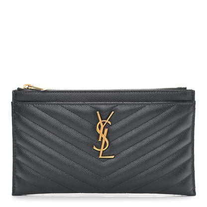 Saint Laurent Grain De Poudre Chevron Monogram Bill Pouch Storm 1 of 7