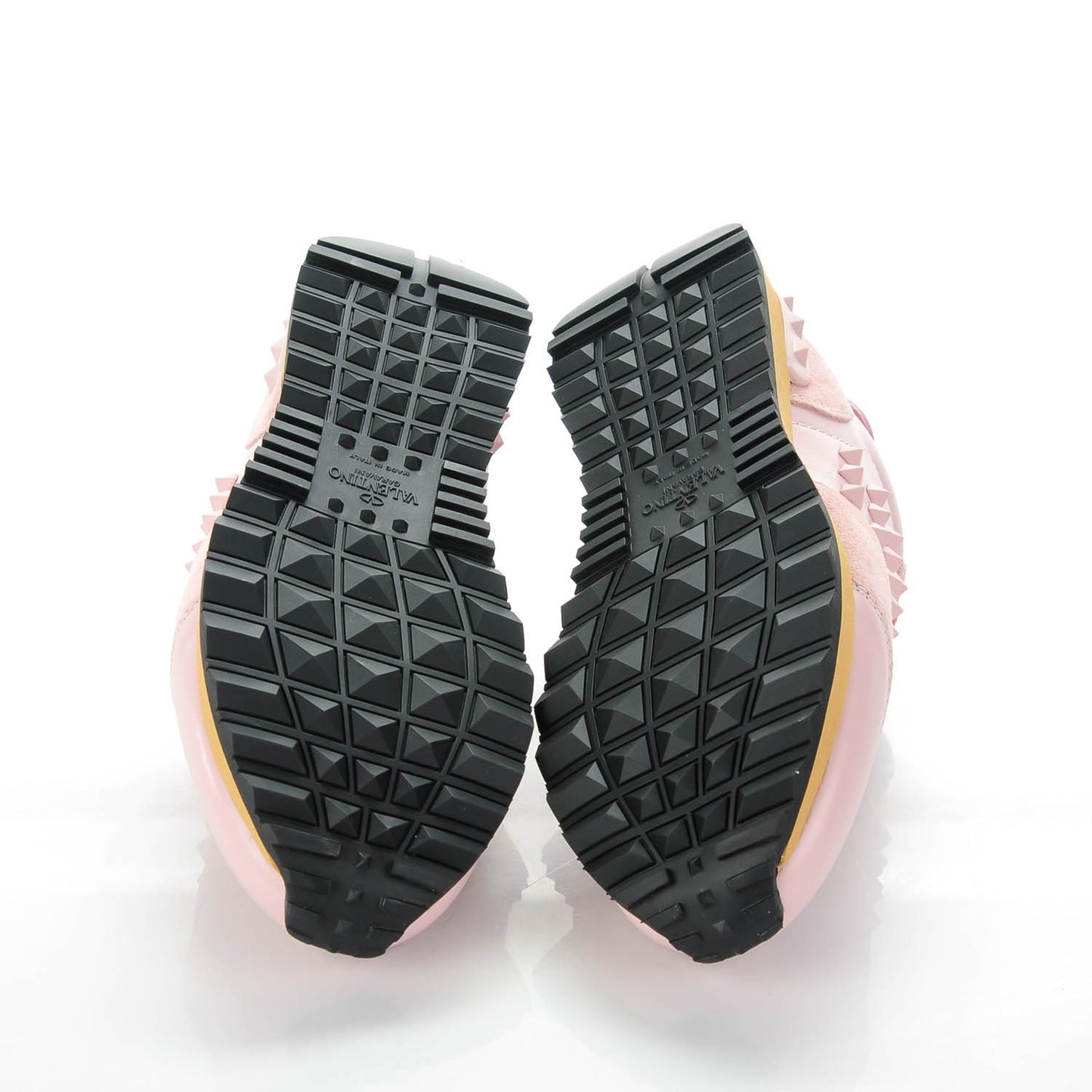 Suede Calfskin Rockstud Sneakers 37 Light Pink