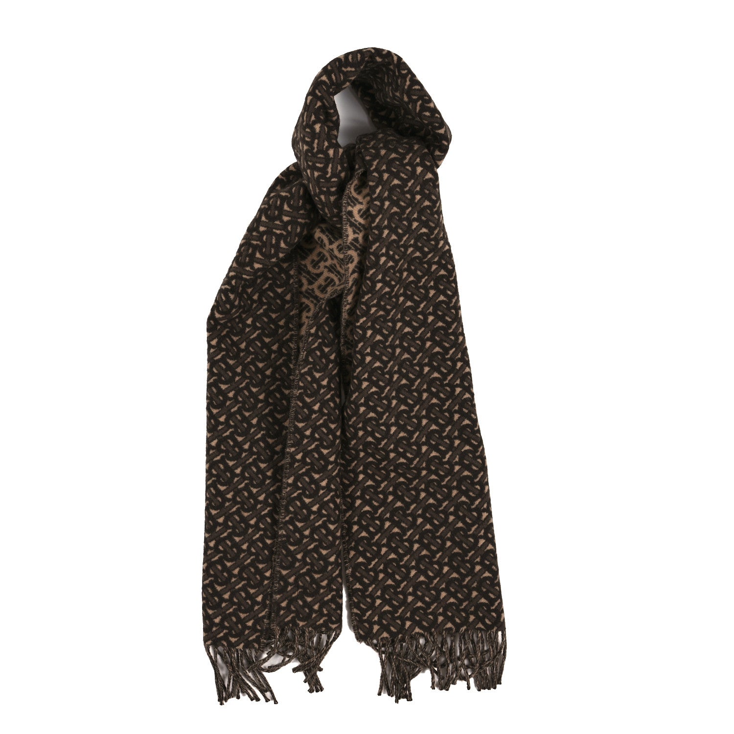 Burberry Cashmere TB Monogram Scarf Bridle Brown 1 of 3
