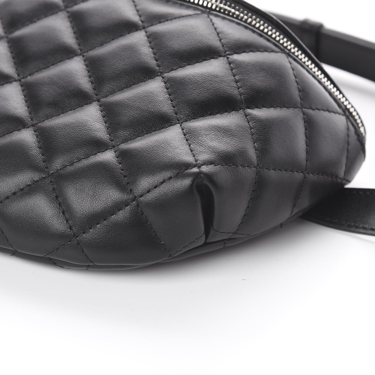 Lambskin Quilted Waist Belt Bag Black