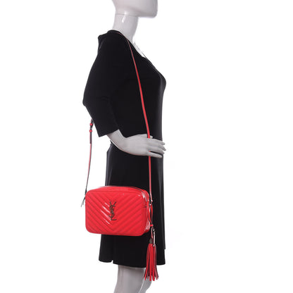 Saint Laurent Patent Calfskin Matelasse Monogram Lou Camera Bag Neon Pink 2 of 9