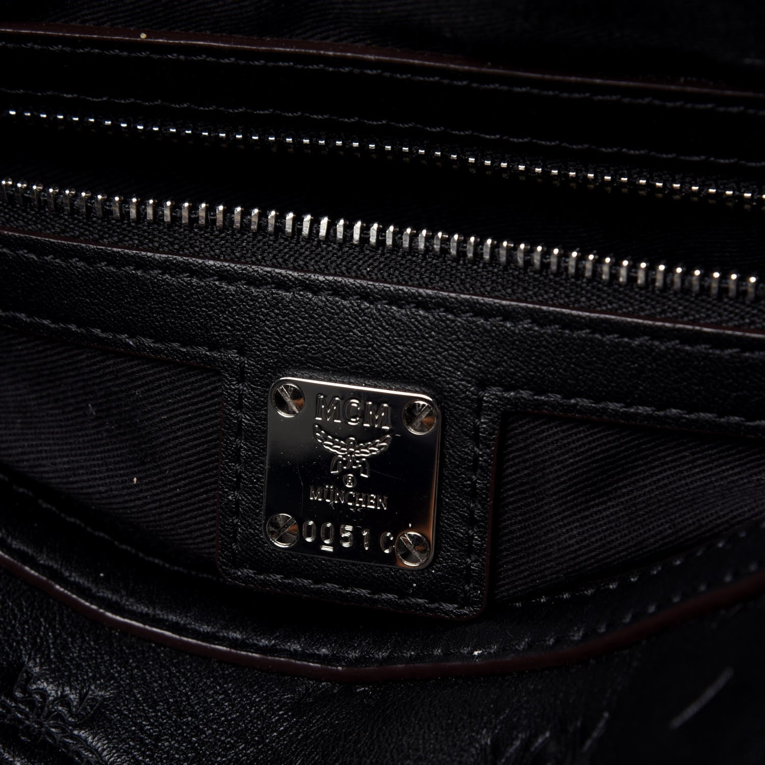 MCM Calfskin Ottomar Monogram Essential Boston Bag Black 6 of 11