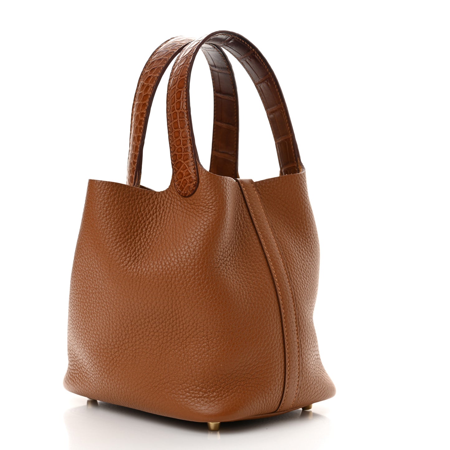 Taurillon Clemence Matte Alligator Picotin Lock Touch 18 PM Gold