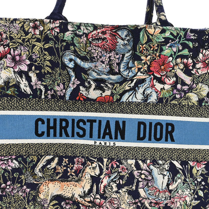 Christian Dior Canvas Embroidered Large Toile de Jouy Book Tote Blue Multicolor 8 of 12