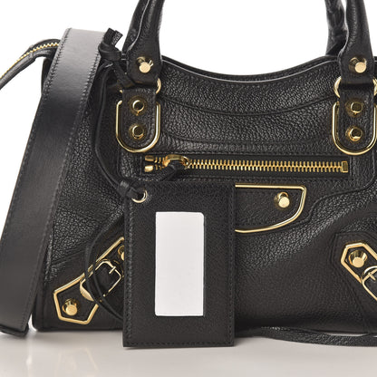Balenciaga Chevre Gold Metallic Edge Hardware Mini City Black 11 of 12