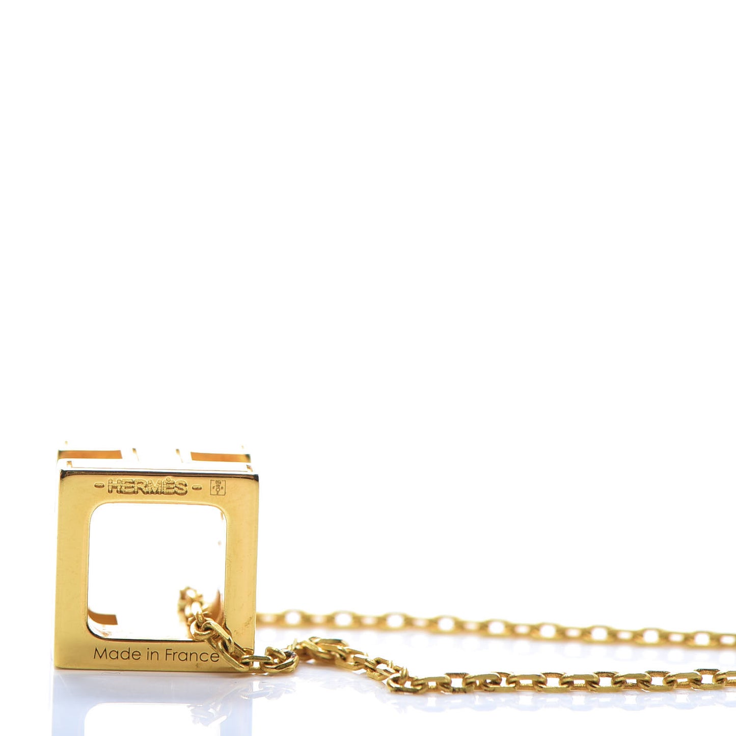 Gold Lacquered Cage d' Pendant Necklace White