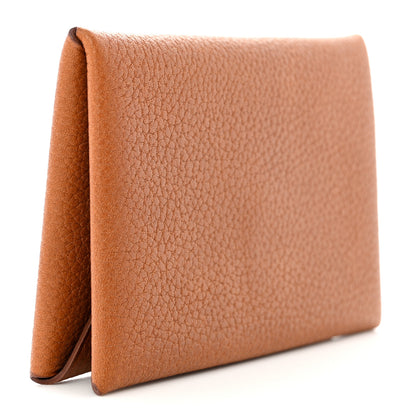 Hermes Evercolor Calvi Verso Card Case Gold Black 3 of 8