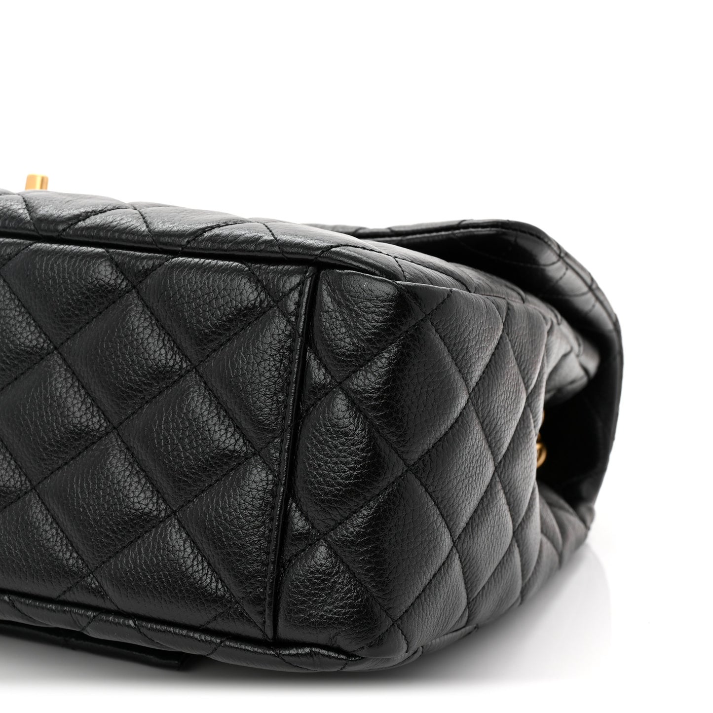 Grained Calfksin Quilted XXL Travel Flap Bag Black