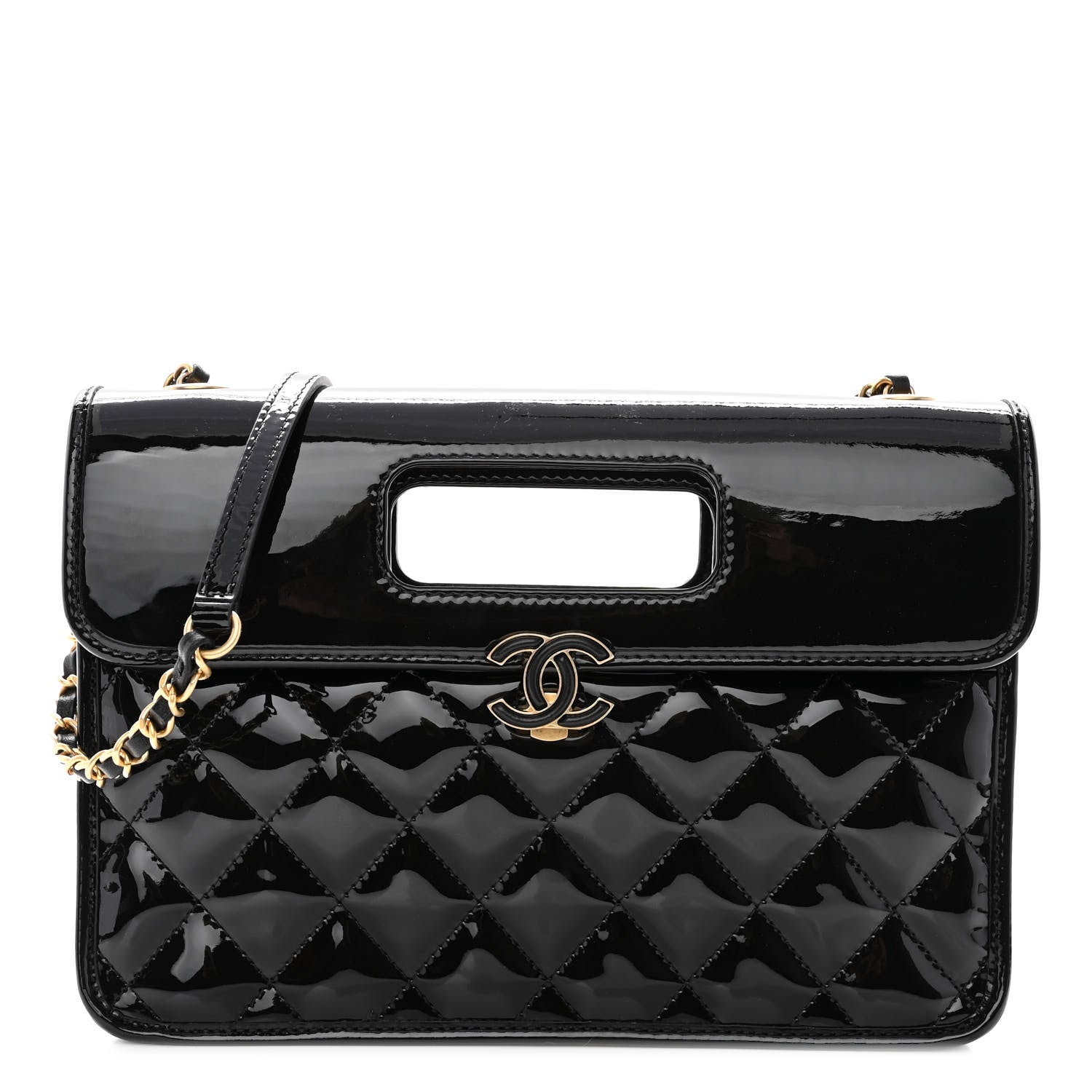 Chanel Patent Quilted Graphic Catch Flap Black 1 of 10