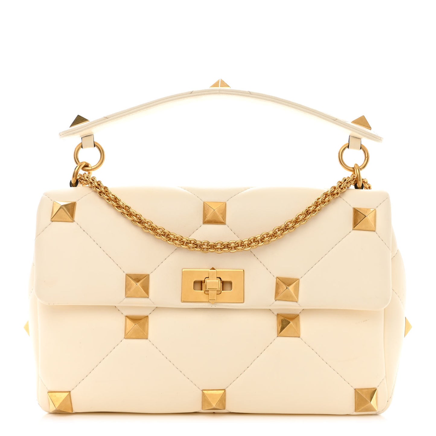 Nappa Large Roman Stud Shoulder Bag Ivory