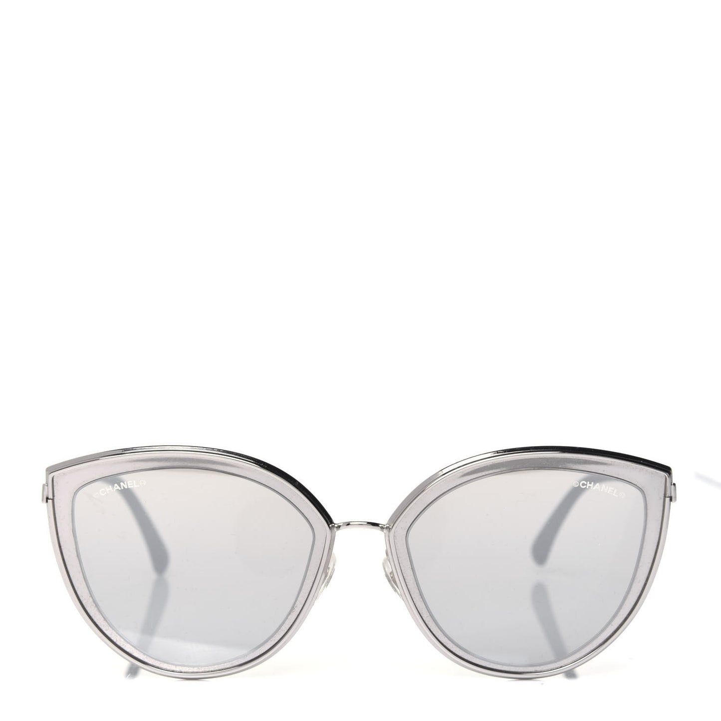 Metal Cat Eye Sunglasses 4222 Silver Black