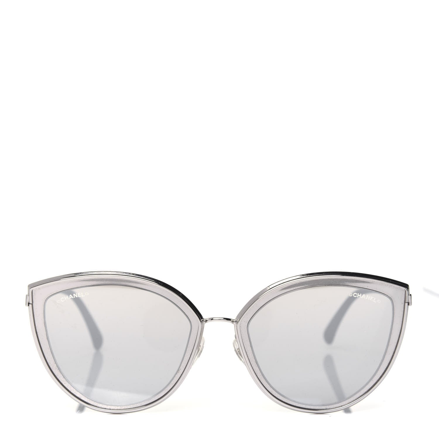 Chanel Metal Cat Eye Sunglasses 4222 Silver Black 2 of 8