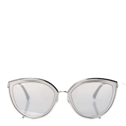 Chanel Metal Cat Eye Sunglasses 4222 Silver Black 2 of 8