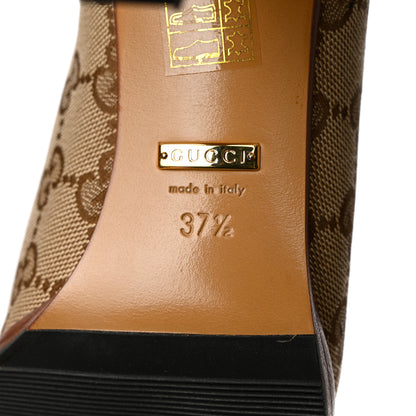 Gucci Monogram Malaga Kid Lisa Mid Heel Boots 37.5 Beige Ebony 7 of 7