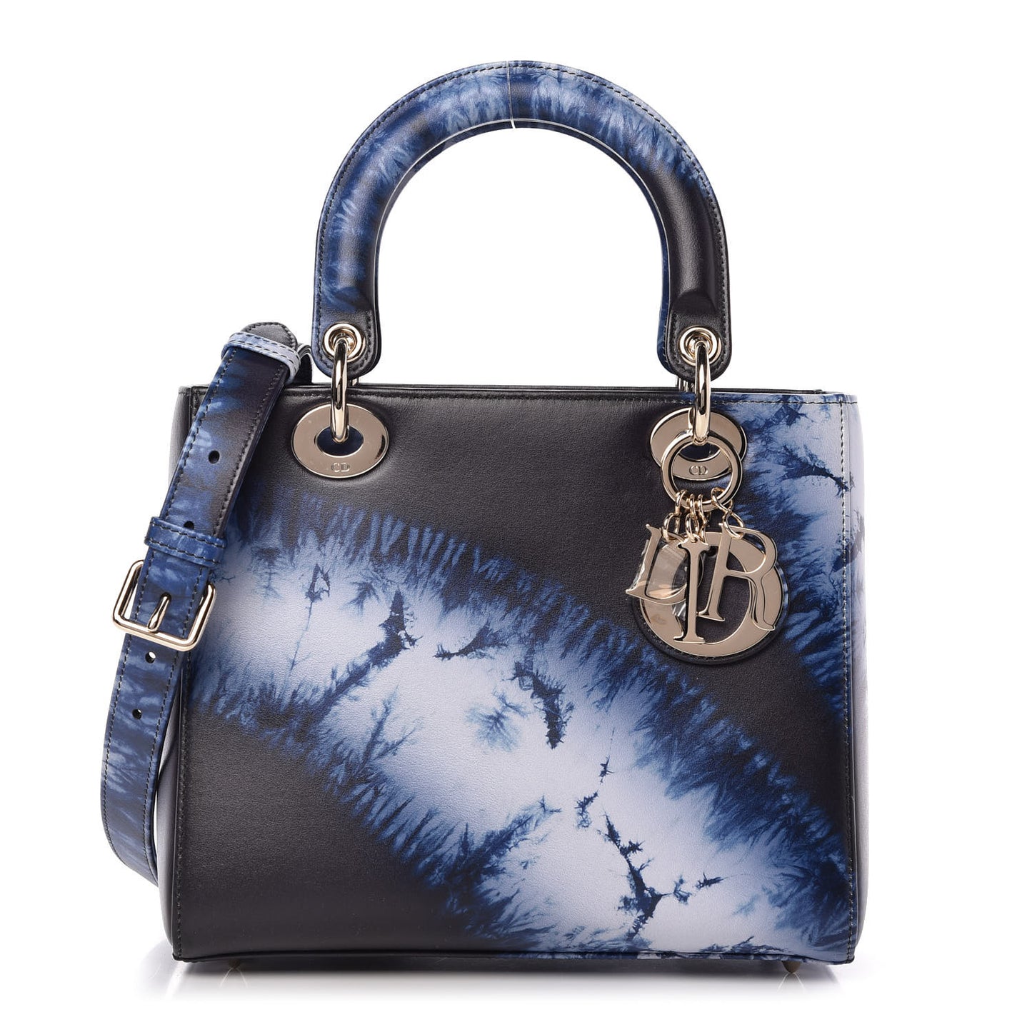 Calfskin Tie Dye Medium Lady Dior Blue Multicolor