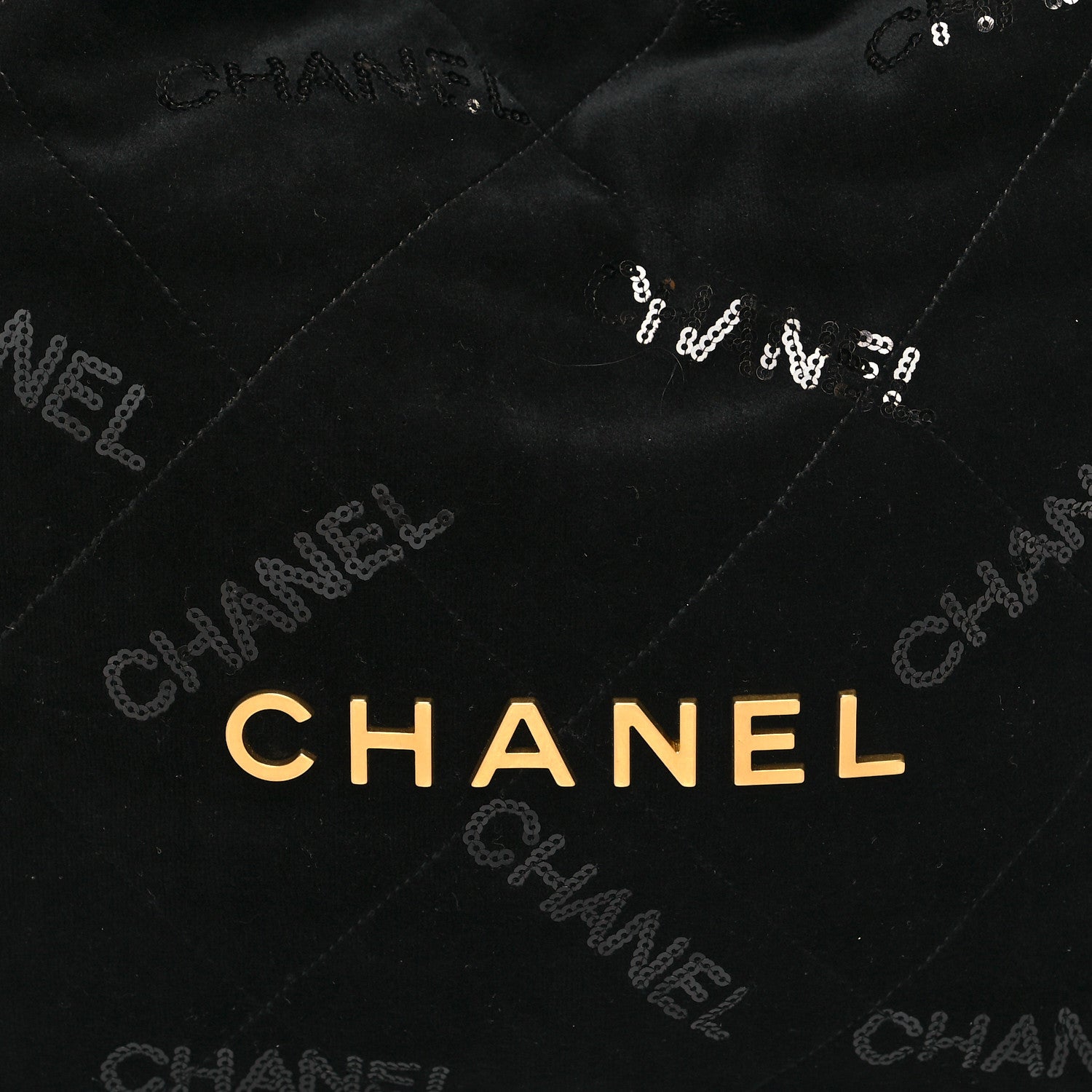 Chanel Velvet Sequin Quilted Small Chanel 22 Black 10 of 15