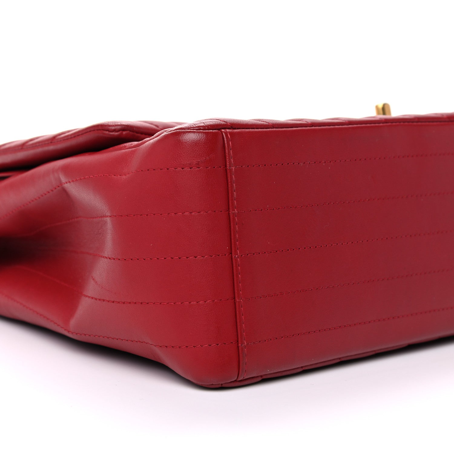 Chanel Lambskin Chevron Quilted Maxi Double Flap Red 8 of 12