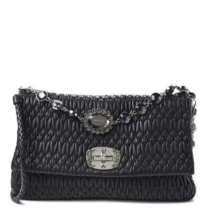 Miu Miu Nappa Matelasse Crystal Flap Clutch Black 1 of 8