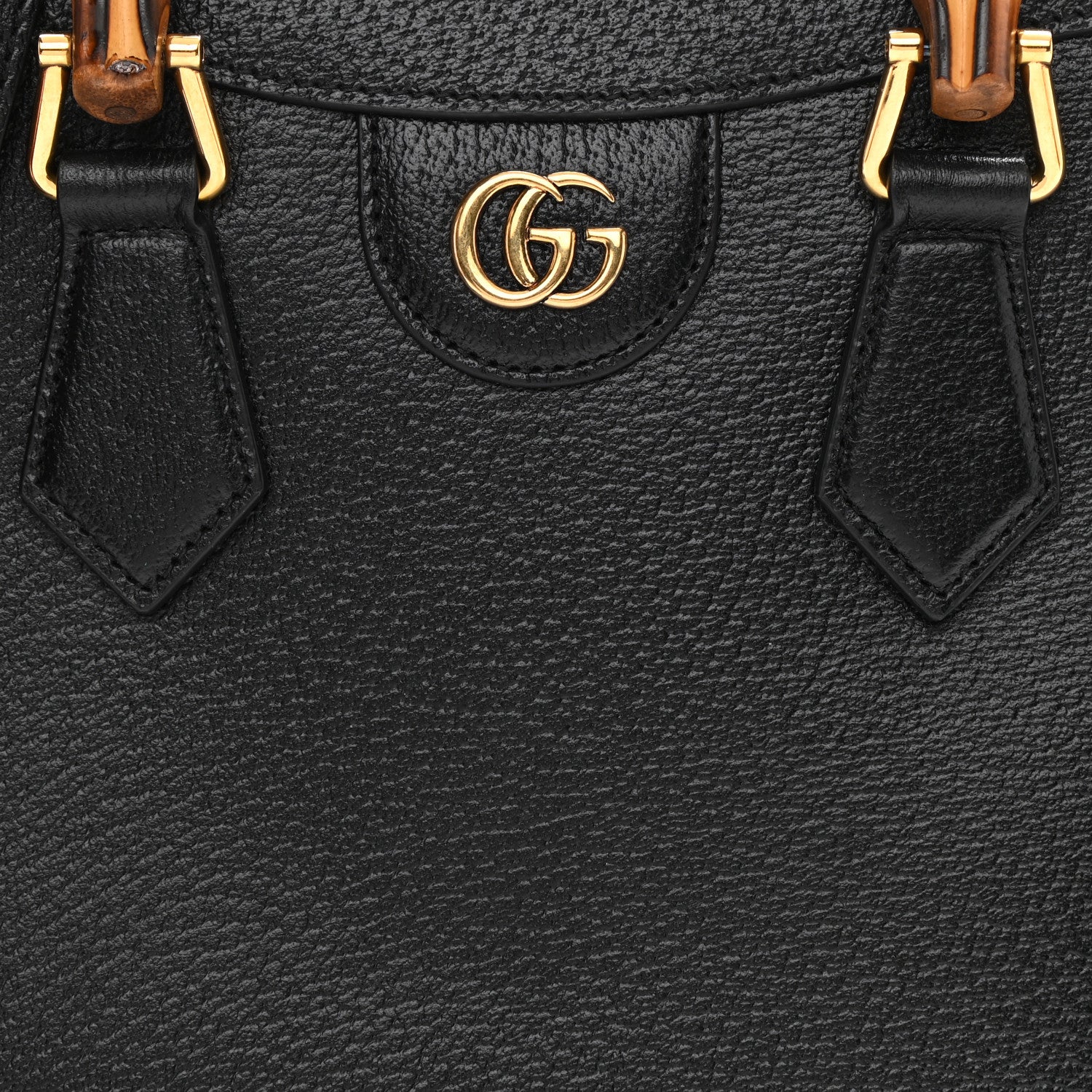 Gucci Textured Dollar Calfskin Web Small Diana Tote Bag Black Dusty Grey 4 of 15