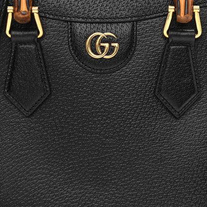 Gucci Textured Dollar Calfskin Web Small Diana Tote Bag Black Dusty Grey 4 of 15