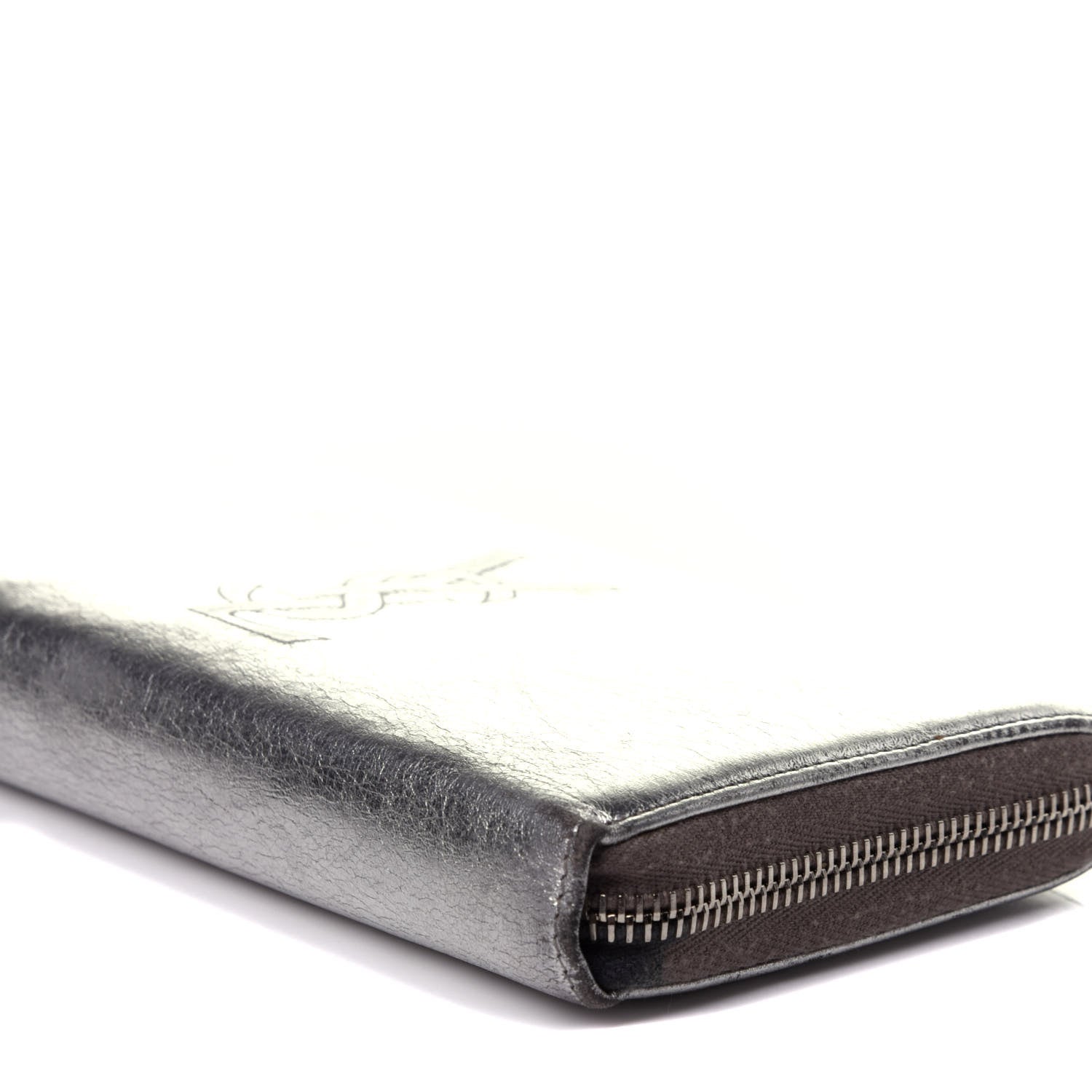 Saint Laurent Metallic Calfskin Belle De Jour Zip Around Wallet Moon 7 of 8