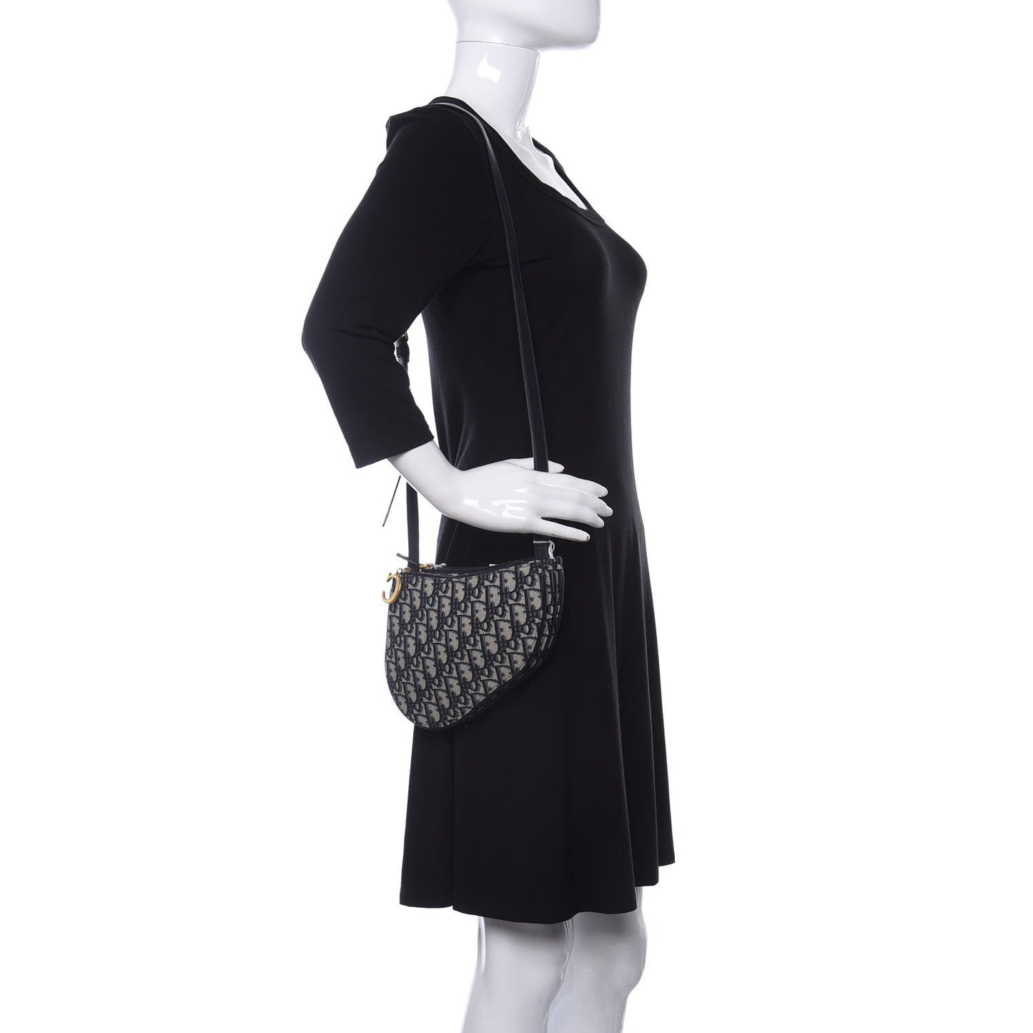 Oblique Saddle Pouch With Strap Navy Blue