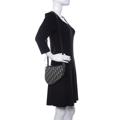 Christian Dior Oblique Saddle Pouch With Strap Navy Blue 2 of 12