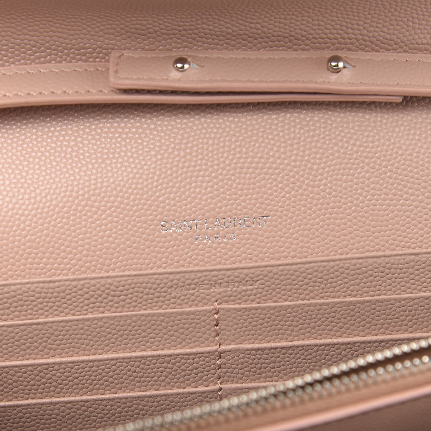 Saint Laurent Grain De Poudre Matelasse Chevron Monogram Chain Wallet Pale Pink 5 of 8