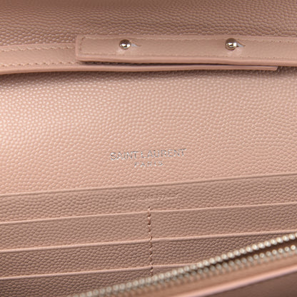 Saint Laurent Grain De Poudre Matelasse Chevron Monogram Chain Wallet Pale Pink 5 of 8