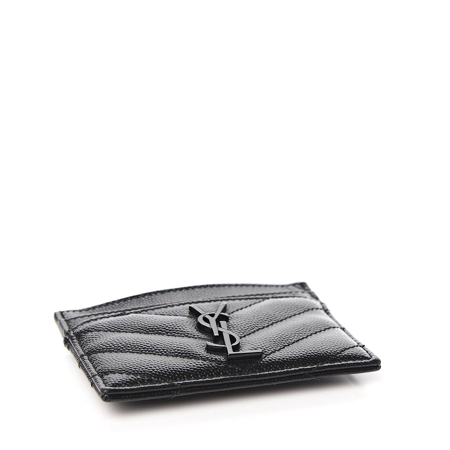 Grain De Poudre Matelasse Chevron Monogram Credit Card Case Black