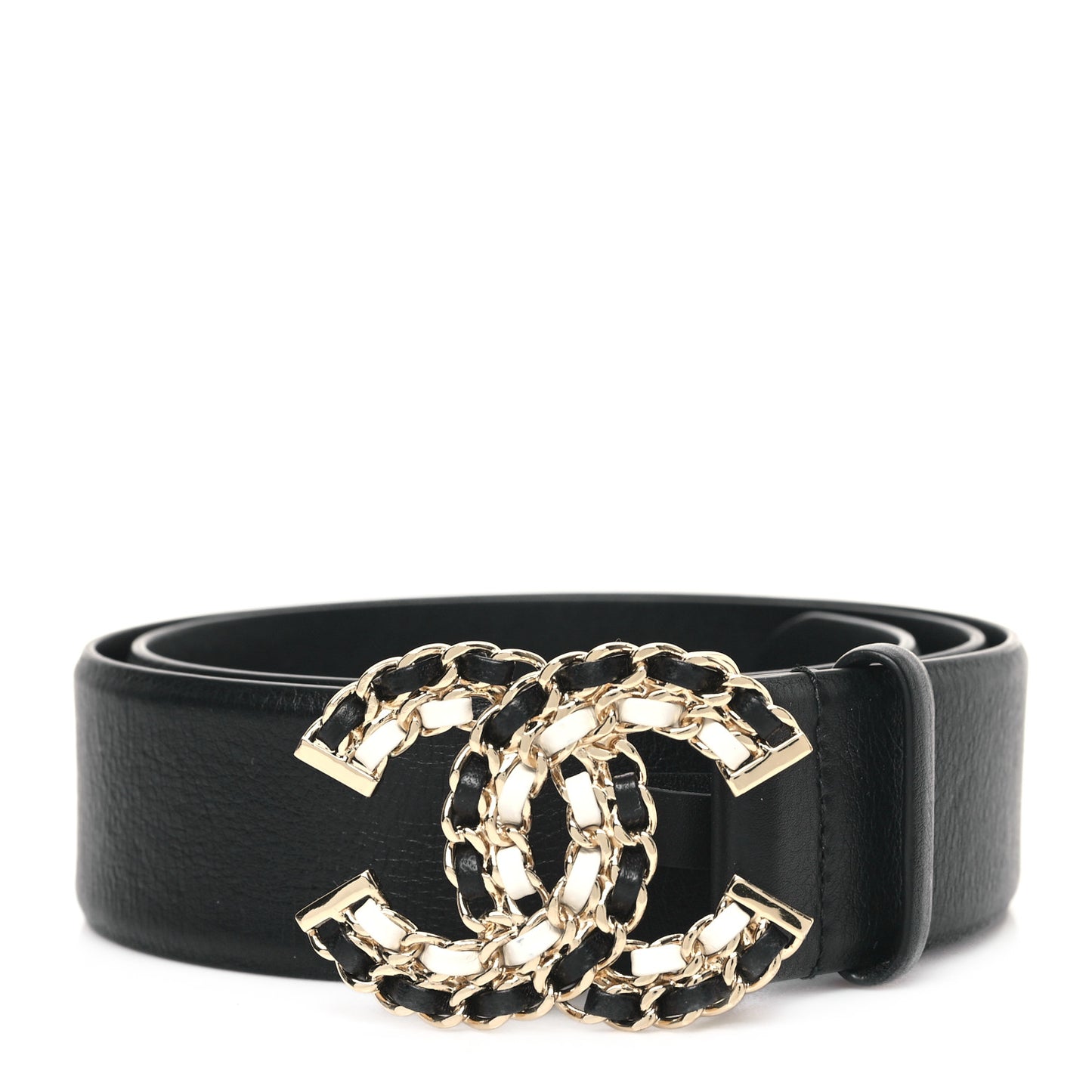 Calfskin CC Chain Belt 85 34 Black