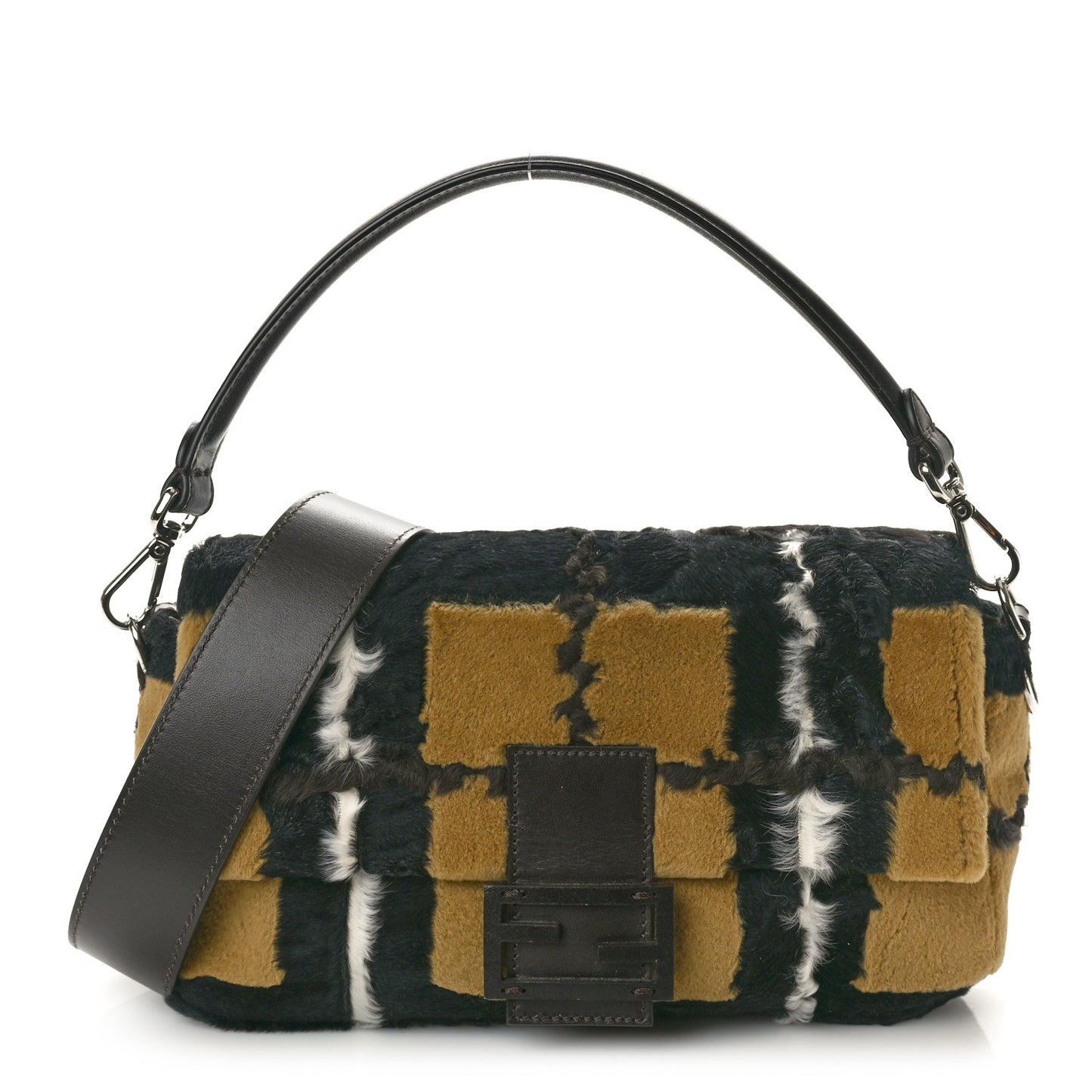 Mink Astrakhan Tartan Inlay Fur Baguette Moro Multicolor