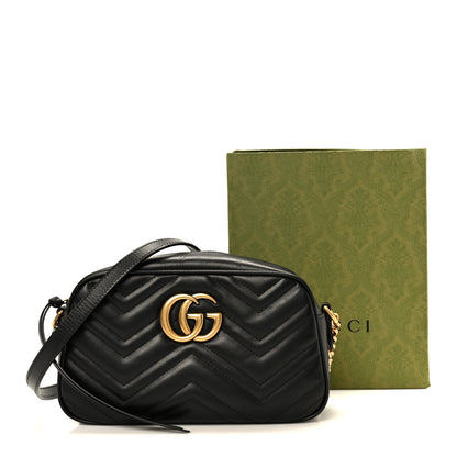 Gucci Calfskin Matelasse Small GG Marmont Chain Shoulder Bag Black 12 of 12