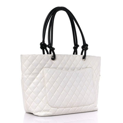 Chanel Calfskin Python Quilted Large Cambon Tote White 2 of 22
