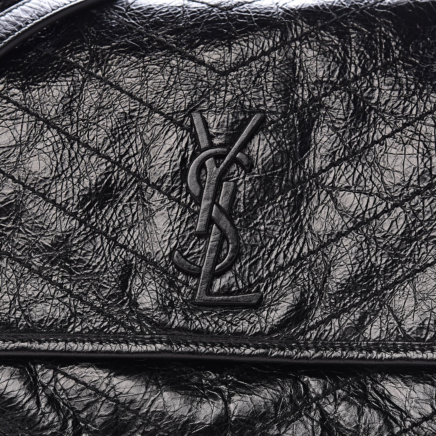 Saint Laurent Crinkled Calfskin Matelasse Monogram Medium Niki Chain Satchel Black 11 of 11