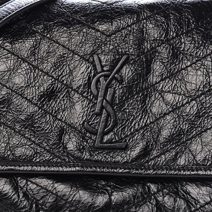 Saint Laurent Crinkled Calfskin Matelasse Monogram Medium Niki Chain Satchel Black 11 of 11