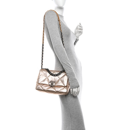 Chanel Metallic Lambskin Quilted Medium Chanel 19 Flap Gold 2 of 12