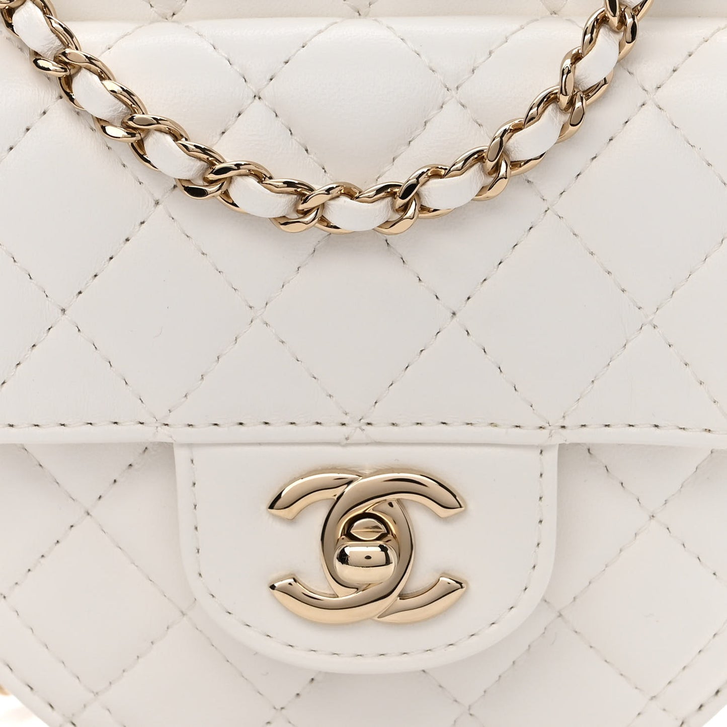 Lambskin Quilted CC In Love Heart Bag White
