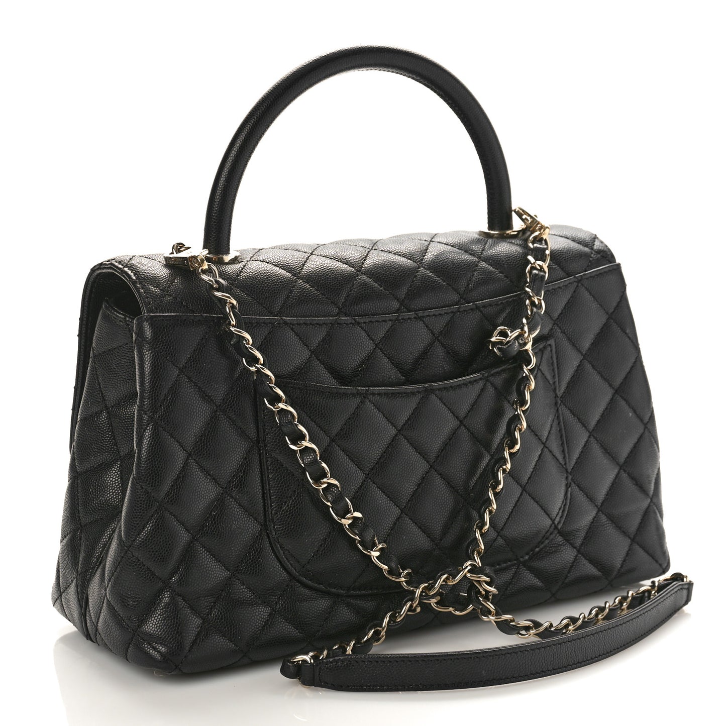 Caviar Quilted Small Coco Handle Flap Black