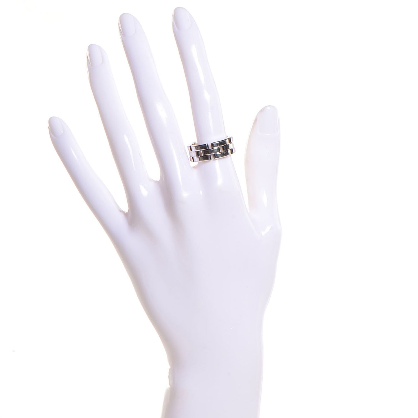 18K White Gold Maillon Panthere 3 Row Ring 55 US 7.25