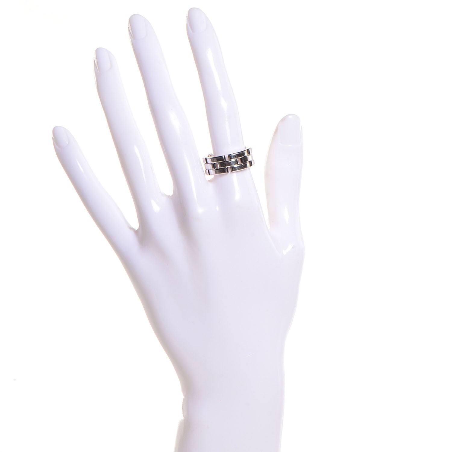 Cartier 18K White Gold Maillon Panthere 3 Row Ring 55 US 7.25 2 of 5