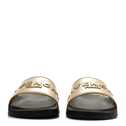Givenchy Metallic Rubber Logo Pool Slide Sandals 41 Gold 4 of 13