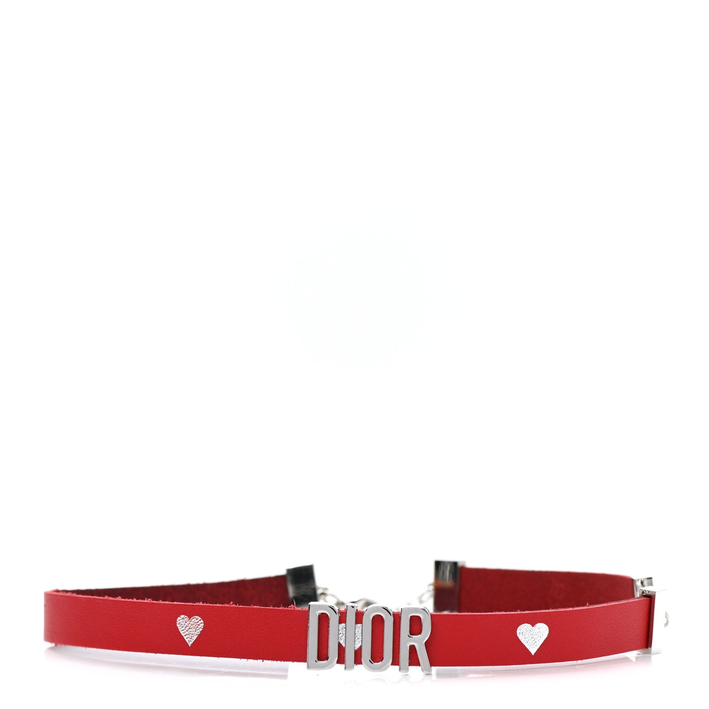 Calfskin Dior Logo Choker Necklace Red