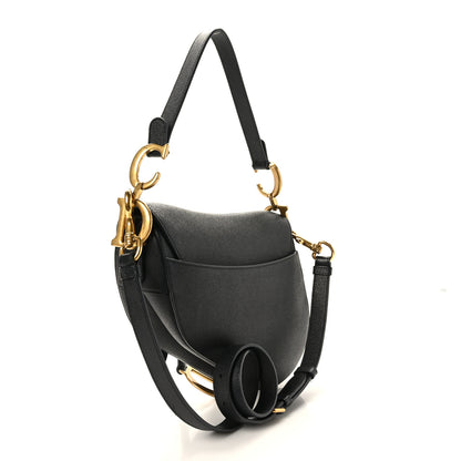 Christian Dior Grained Calfskin Saddle Bag With Strap Black 3 of 9