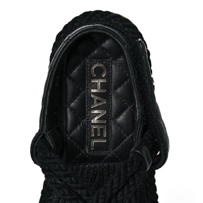 Chanel Cord Lambskin Quilted Logo Sandals 36 Black 7 of 9