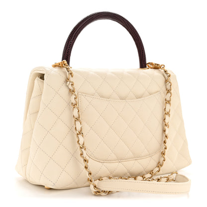 Chanel Caviar Lizard Quilted Small Coco Handle Flap Ivory 5 of 34