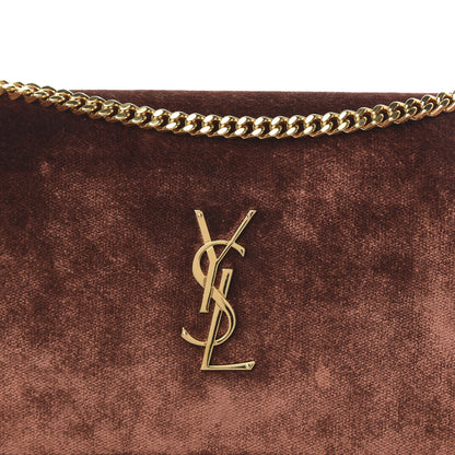 Saint Laurent Textured Velour Monogram Chain Wallet Red Clay 9 of 9